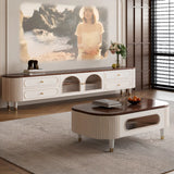 Scandinavian Wooden TV Stand with Cabinet Drawers Image - 3