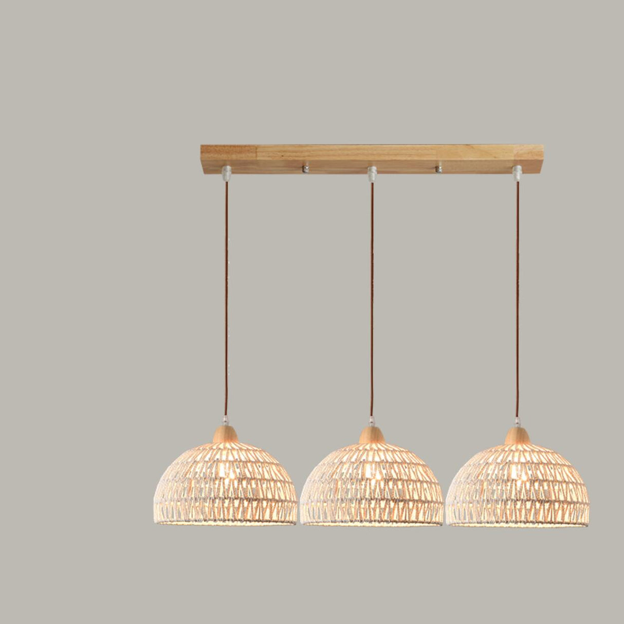 Scandinavian Woven Dome Pendant Light Adjustable Cord Image - 11