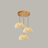 Scandinavian Woven Dome Pendant Light Adjustable Cord Image - 14