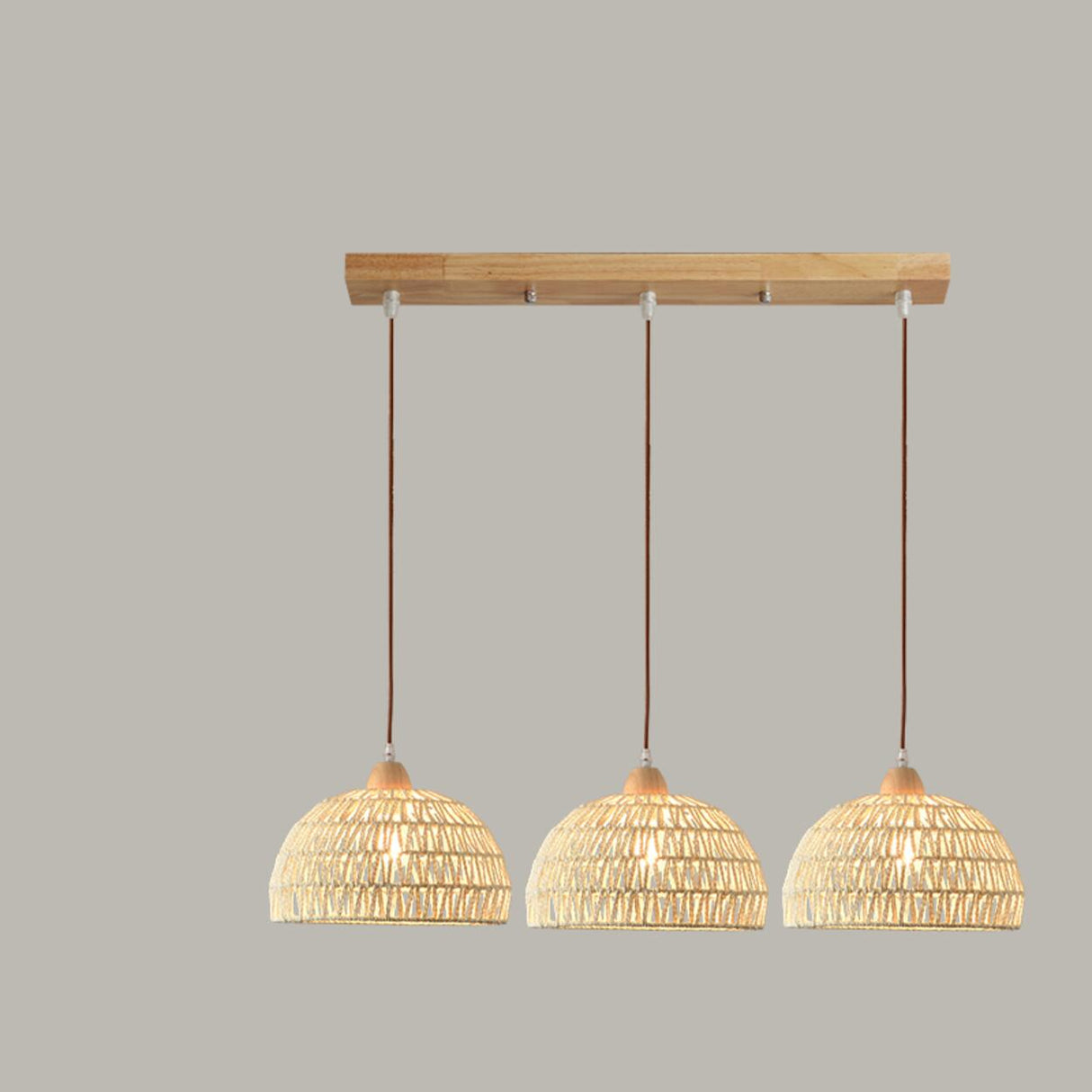 Scandinavian Woven Dome Pendant Light Adjustable Cord Image - 15