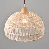 Scandinavian Woven Dome Pendant Light Adjustable Cord Image - 17