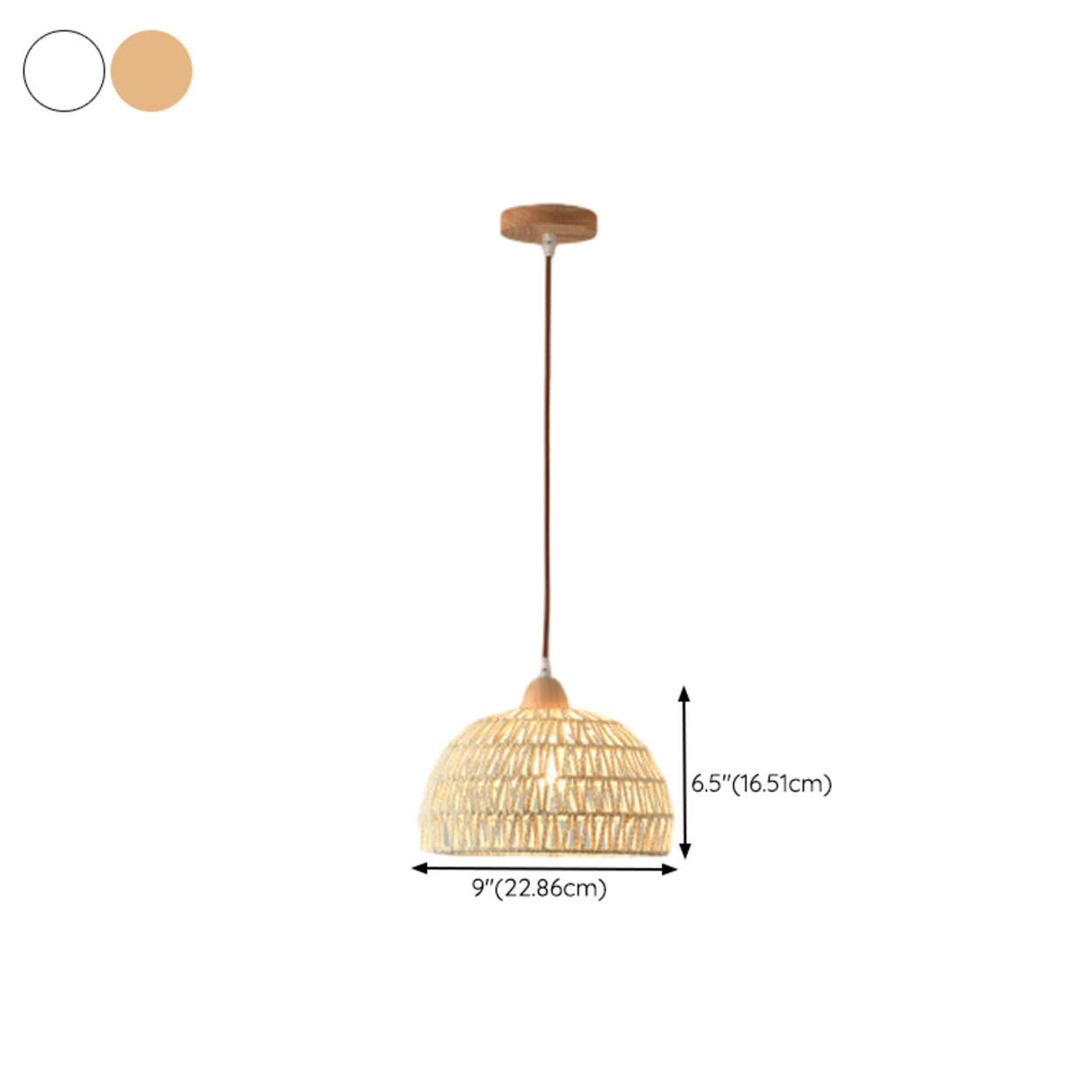 Scandinavian Woven Dome Pendant Light Adjustable Cord 