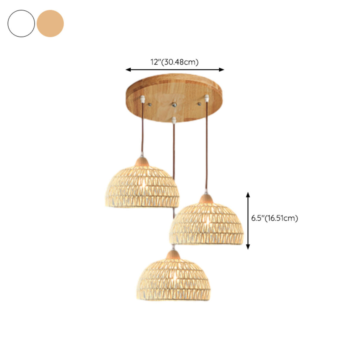 Scandinavian Woven Dome Pendant Light Adjustable Cord Image - 20