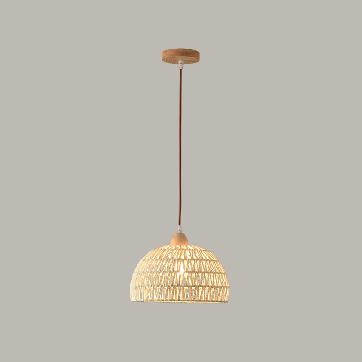 Scandinavian Woven Dome Pendant Light Adjustable Cord Image - 3