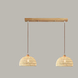 Scandinavian Woven Dome Pendant Light Adjustable Cord Image - 7