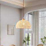 Scandinavian Woven Dome Pendant Light Adjustable Cord Image - 8