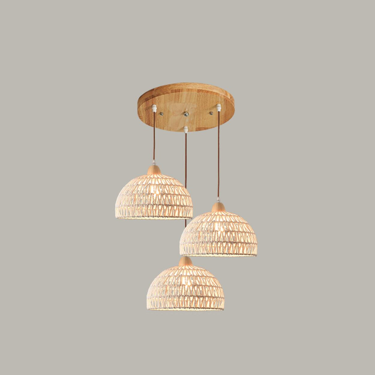 Scandinavian Woven Dome Pendant Light Adjustable Cord Image - 9