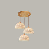 Scandinavian Woven Dome Pendant Light Adjustable Cord Image - 9