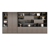 Scratch Resistant Brown Tall Office Cabinet with Shelves Image - 13