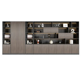 Scratch Resistant Brown Tall Office Cabinet with Shelves Image - 14