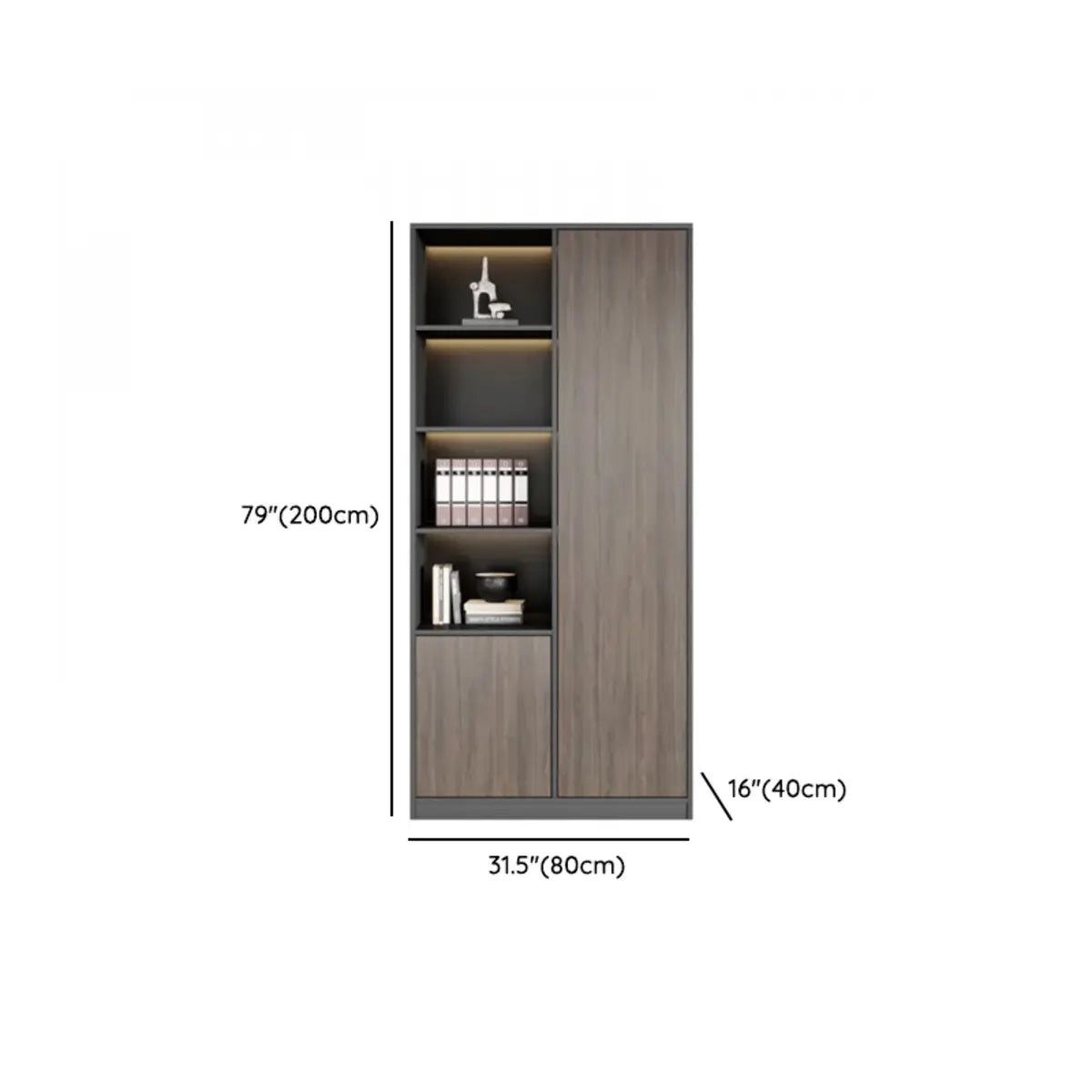 Scratch Resistant Brown Tall Office Cabinet with Shelves 