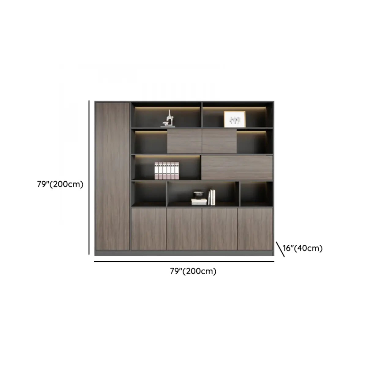 Scratch Resistant Brown Tall Office Cabinet with Shelves Image - 18