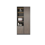 Scratch Resistant Brown Tall Office Cabinet with Shelves Image - 2