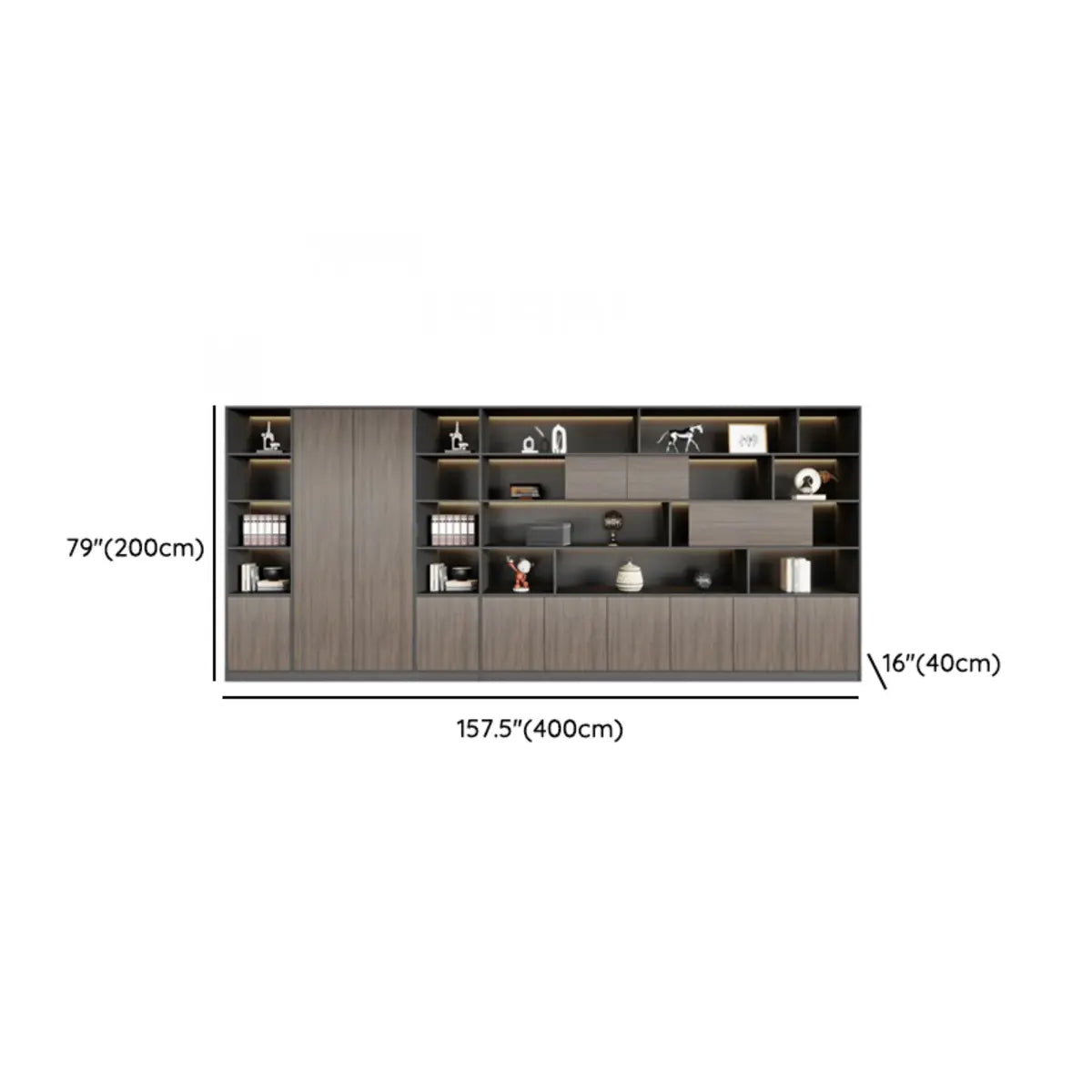 Scratch Resistant Brown Tall Office Cabinet with Shelves Image - 23