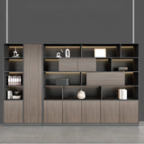 Scratch Resistant Brown Tall Office Cabinet with Shelves Image - 6