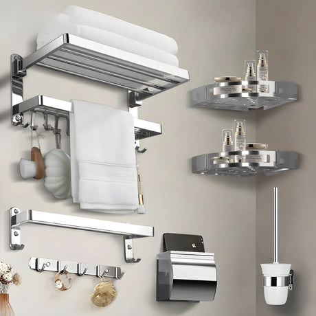 Scratch Resistant Chrome Metal Bathroom Storage Set Image - 1