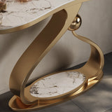 Scratch Resistant Curved Gold Stainless Steel Console Table Image - 8