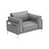 Scratch Resistant Cushion Back Silver Legs Arm Chair Image - 7