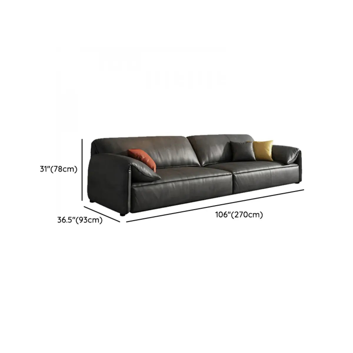 Scratch Resistant Faux Leather Upholstered Back Sofa Image - 12