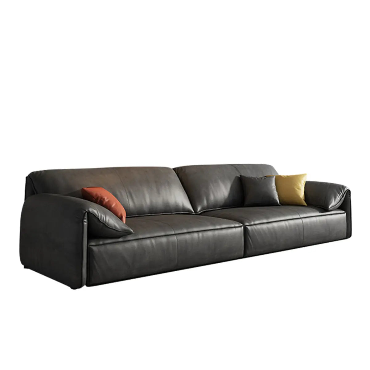 Scratch Resistant Faux Leather Upholstered Back Sofa Image - 4