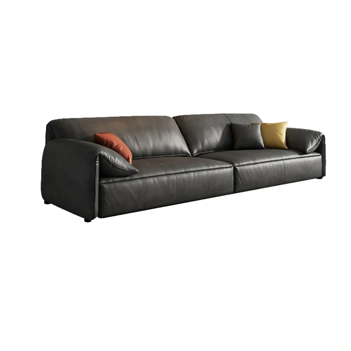 Scratch Resistant Faux Leather Upholstered Back Sofa Image - 5