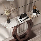 Scratch Resistant Half-Circle Brown Ring Base Console Table Image - 12