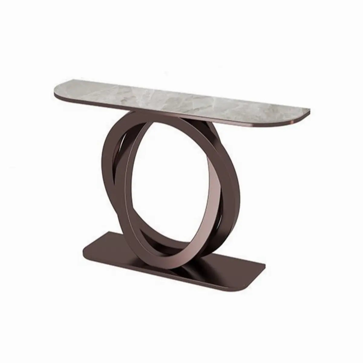 Scratch Resistant Half-Circle Brown Ring Base Console Table Image - 14