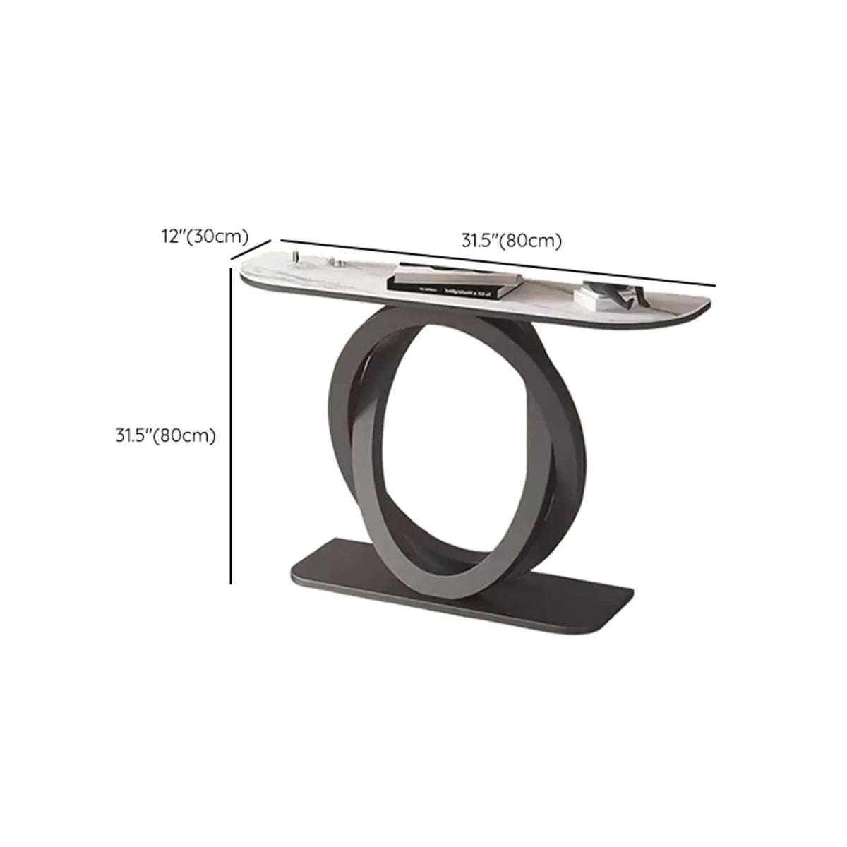 Scratch Resistant Half-Circle Brown Ring Base Console Table Image - 19