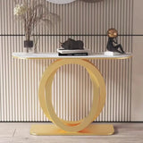 Scratch Resistant Half-Circle Brown Ring Base Console Table Image - 3