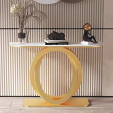 Scratch Resistant Half-Circle Brown Ring Base Console Table Image - 4