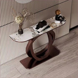 Scratch Resistant Half-Circle Brown Ring Base Console Table Image - 5