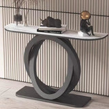 Scratch Resistant Half-Circle Brown Ring Base Console Table Image - 7