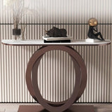 Scratch Resistant Half-Circle Brown Ring Base Console Table Image - 8