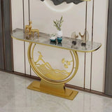 Scratch Resistant Half-Moon Marble Gold Console Table Image - 1