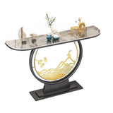 Scratch Resistant Half-Moon Marble Gold Console Table Image - 10