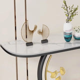 Scratch Resistant Half-Moon Marble Gold Console Table Image - 11