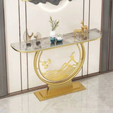 Scratch Resistant Half-Moon Marble Gold Console Table Image - 3