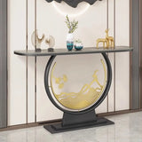 Scratch Resistant Half-Moon Marble Gold Console Table Image - 4