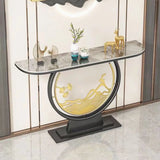 Scratch Resistant Half-Moon Marble Gold Console Table Image - 5