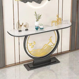 Scratch Resistant Half-Moon Marble Gold Console Table Image - 7