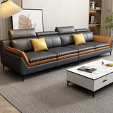 Scratch Resistant Leather Flared Arm Horizontal Sofa Image - 1