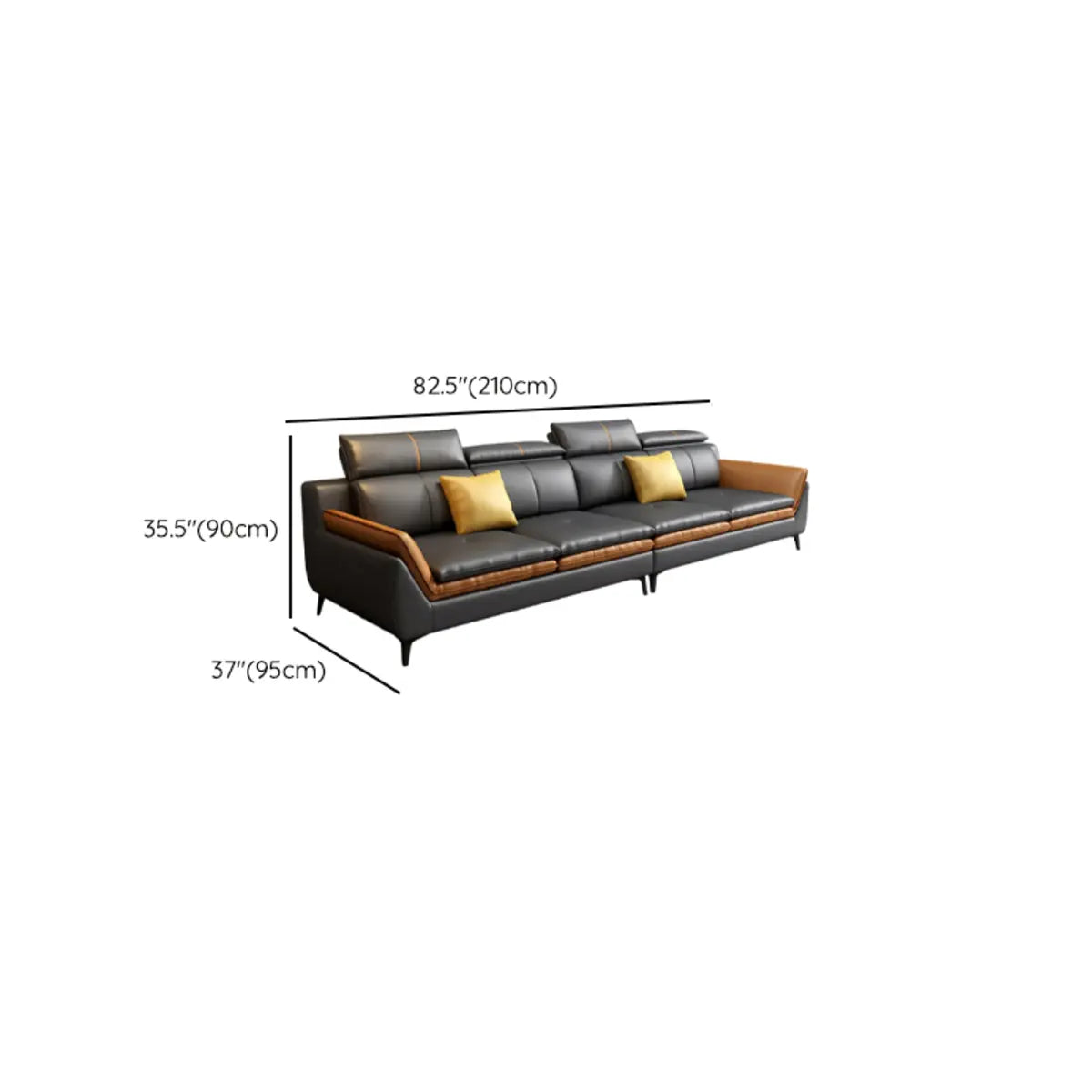 Scratch Resistant Leather Flared Arm Horizontal Sofa Image - 13