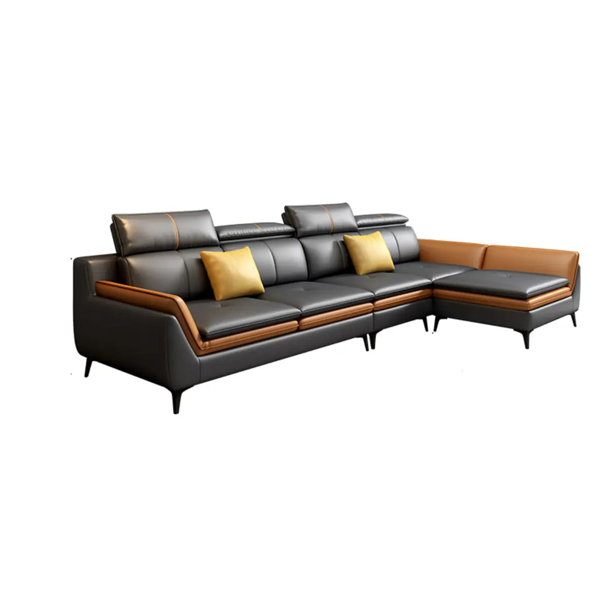 Scratch Resistant Leather Flared Arm Horizontal Sofa Image - 2