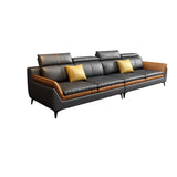 Scratch Resistant Leather Flared Arm Horizontal Sofa Image - 3