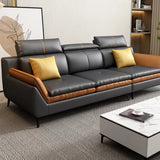 Scratch Resistant Leather Flared Arm Horizontal Sofa Image - 7