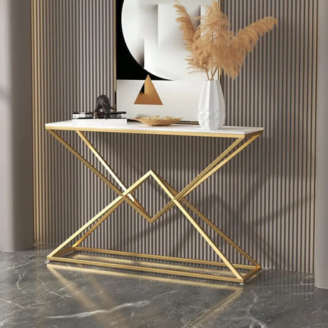 Scratch Resistant Metal Gold Rectangular Console Table Image - 1