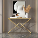 Scratch Resistant Metal Gold Rectangular Console Table Image - 3