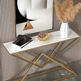 Scratch Resistant Metal Gold Rectangular Console Table Image - 7