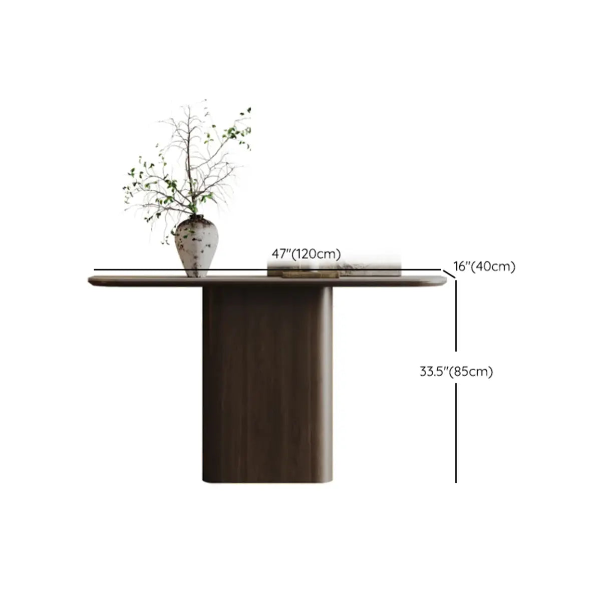 Scratch Resistant Rectangular Brown Wood Console Table 