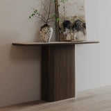 Scratch Resistant Rectangular Brown Wood Console Table Image - 2